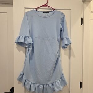 Boohoo Sky Blue Maternity Dress with Ruffle Details